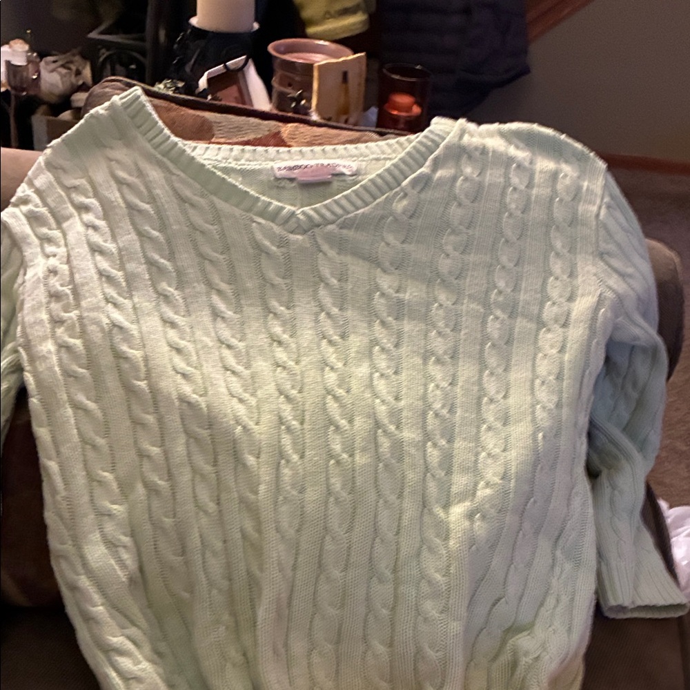 Mint Green Cable Knit Sweater
